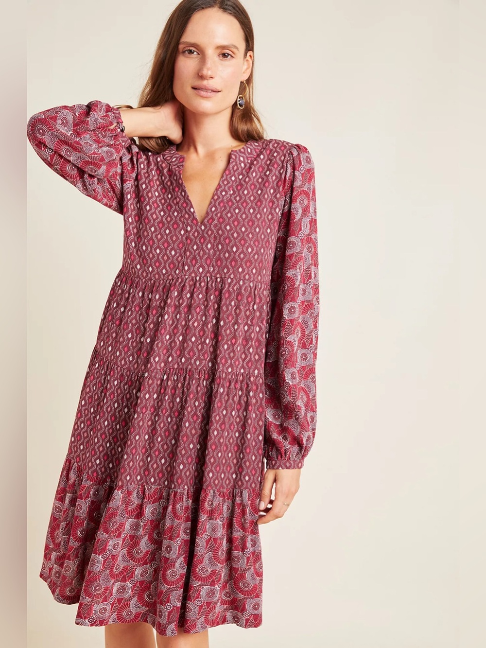 Anthropologie Maeve Amber Tiered Dress